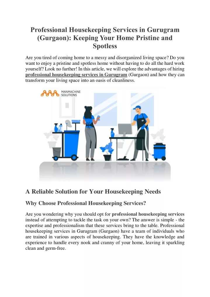 professional housekeeping services in gurugram