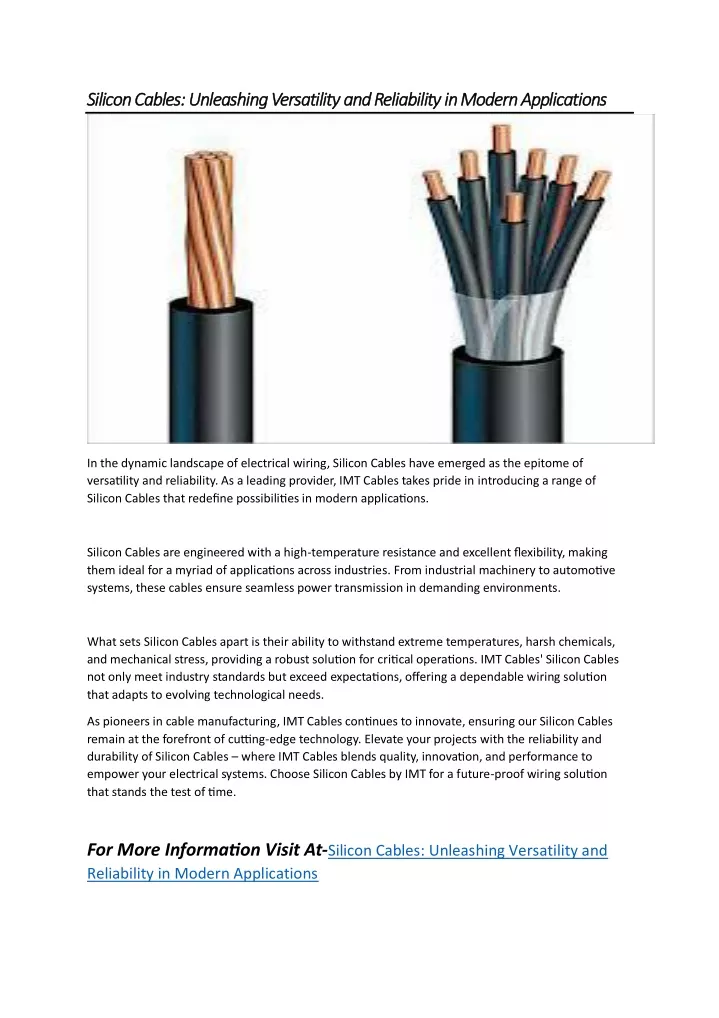 silicon cables unleashing versatility