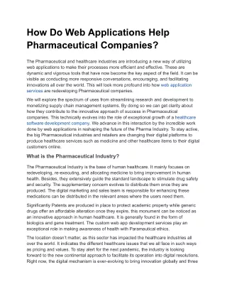 how do web applications help pharmaceutical