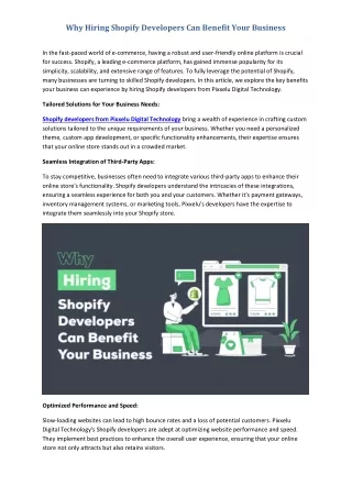 Why Hiring Shopify Developers Can Benefit Your Business
