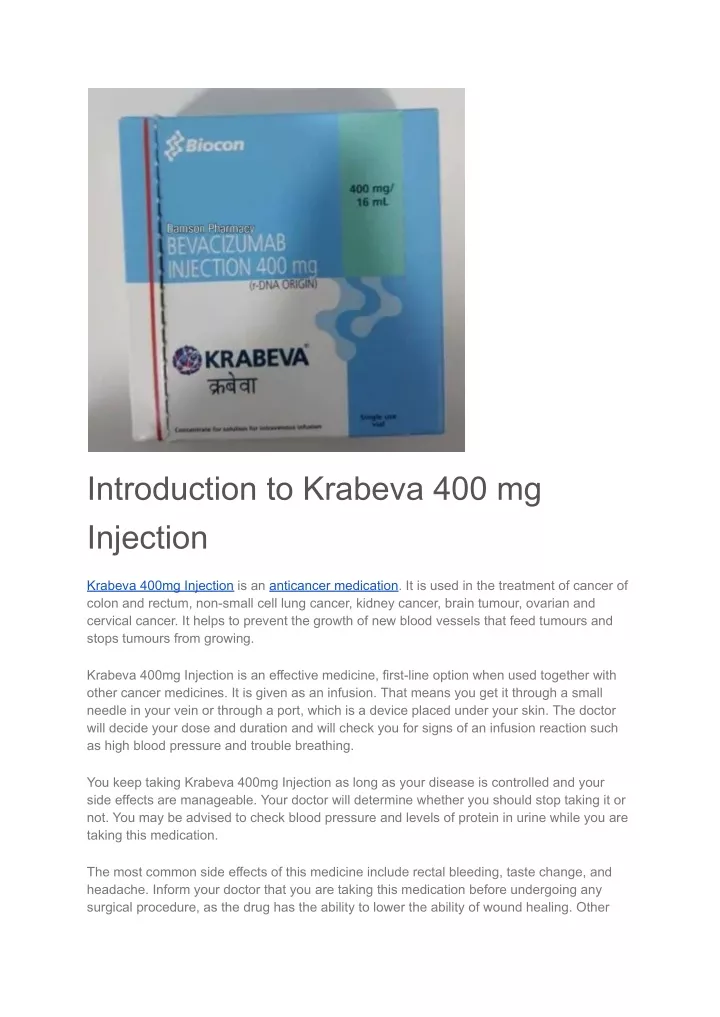 introduction to krabeva 400 mg injection