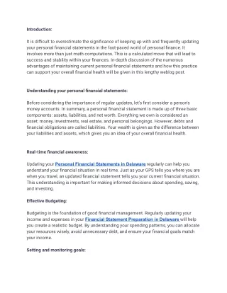 Explore the significance of maintaining and regularly updating personal financial statements