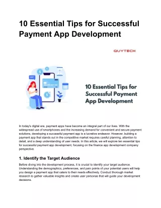 10 Essential Tips for Successful Payment App Development