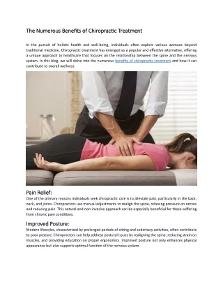The Numerous Benefits of Chiropractic Treatment