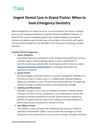 Urgent Dental Care in Grand Prairie_ When to Seek Emergency Dentistry