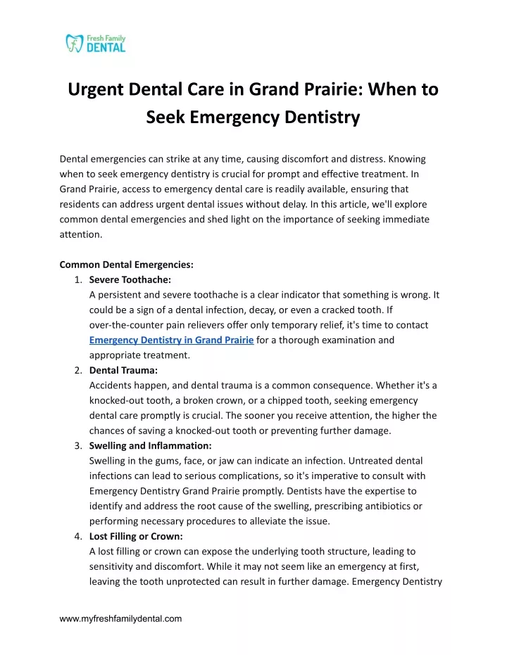 urgent dental care in grand prairie when to seek