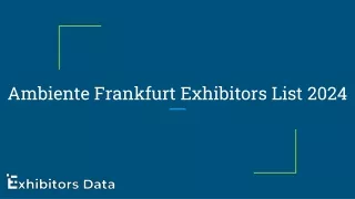 Ambiente Frankfurt Exhibitor List 2024