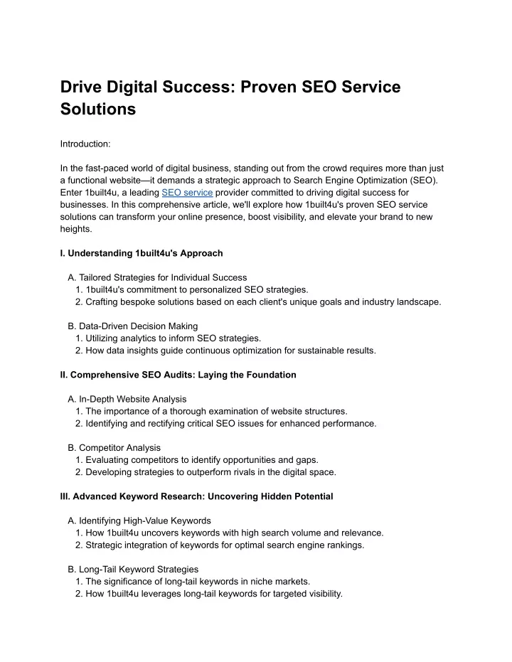 drive digital success proven seo service solutions