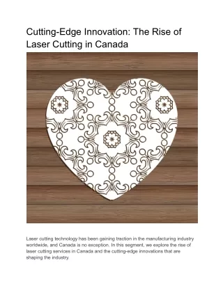 Cutting-Edge Innovation: The Rise of Laser Cutting in Canada