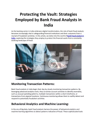 protecting the vault strategies employed by bank