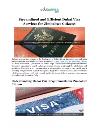 Apply Dubai Visa for Zimbabwe Citizens