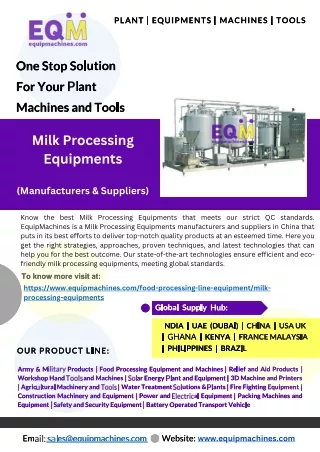 Premier Milk Processing Equipments Exporters in China