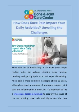 How Does Knee Pain Impact Your Daily Activities Unveiling the Challenges