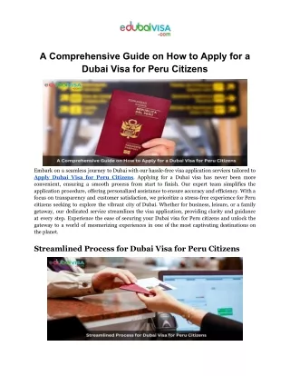 Apply Dubai Visa for Peru Citizens