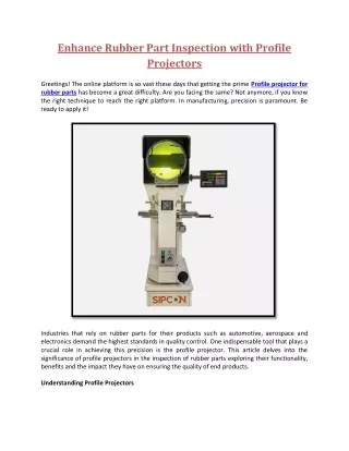 Enhance Rubber Part Inspection with Profile Projectors