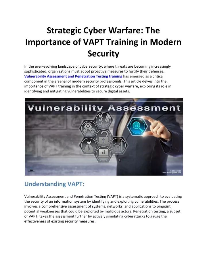 strategic cyber warfare the importance of vapt