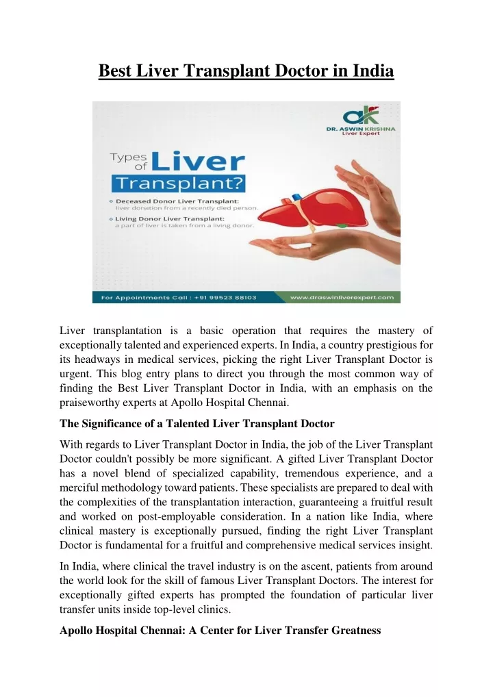 best liver transplant doctor in india