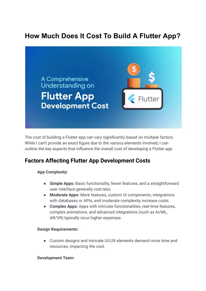 how much does it cost to build a flutter app