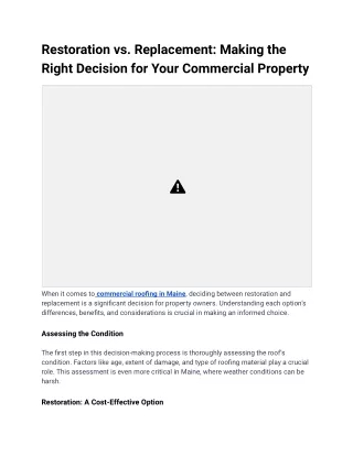 Making the Right Decision for Your Commercial Property