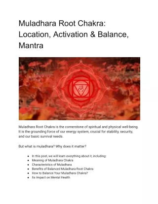 Muladhara Root Chakra_ Location, Activation & Balance, Mantra