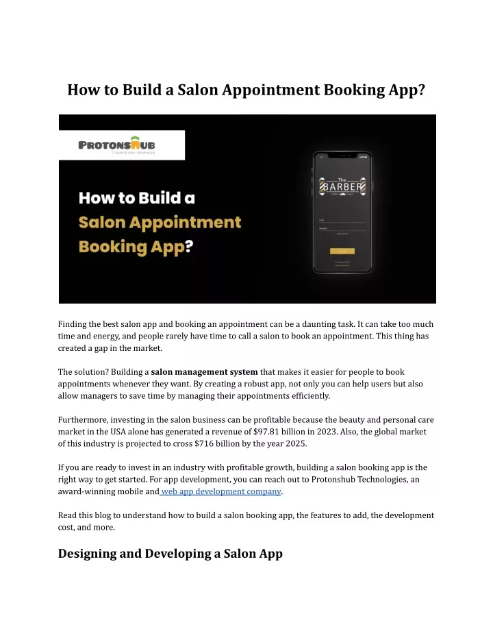 how to build a salon appointment booking app