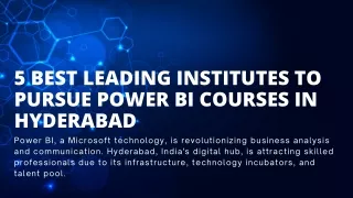 5 Best leading Institutes to Pursue Power BI courses in Hyderabad