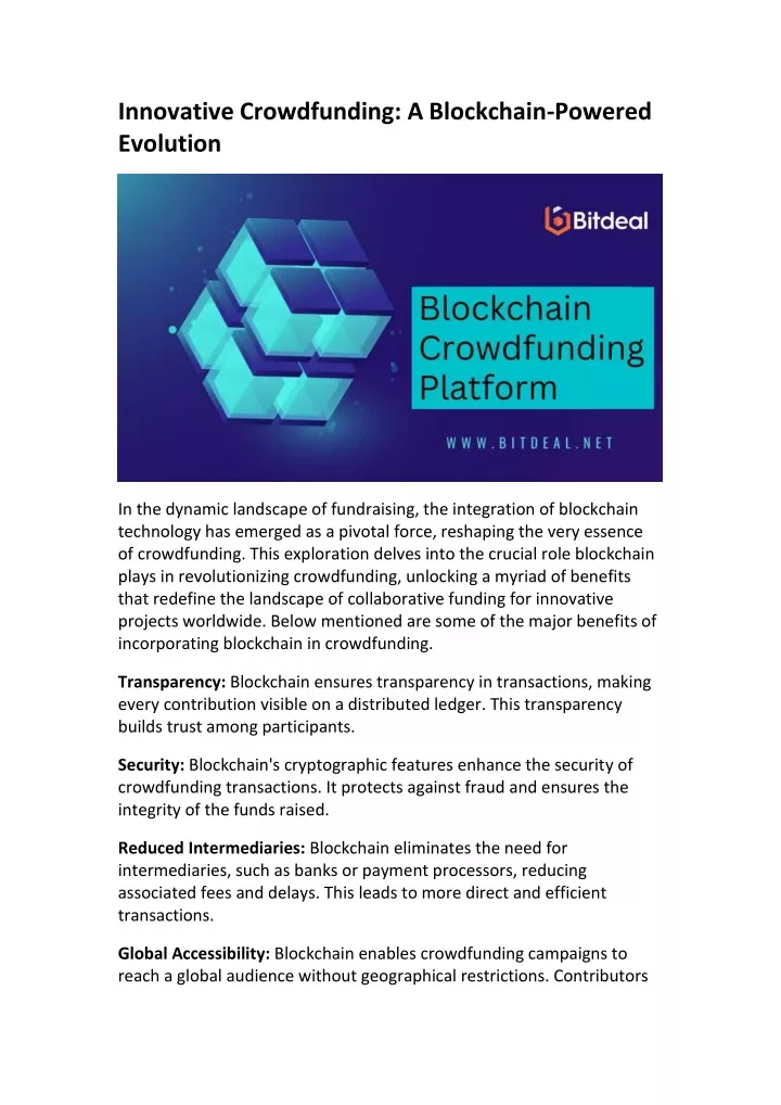 innovative crowdfunding a blockchain powered