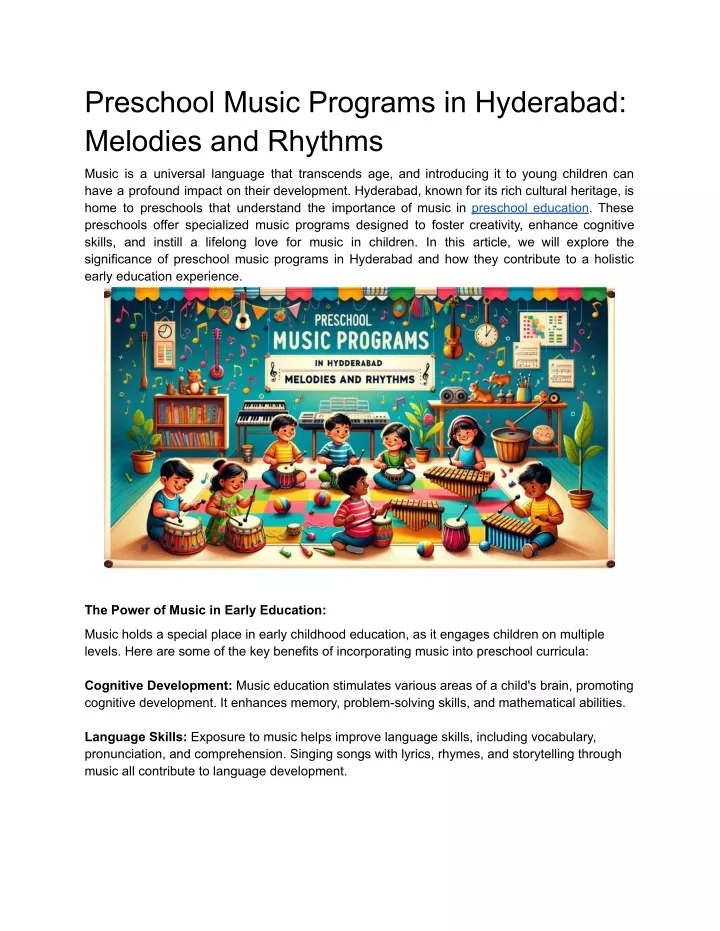 preschool music programs in hyderabad melodies