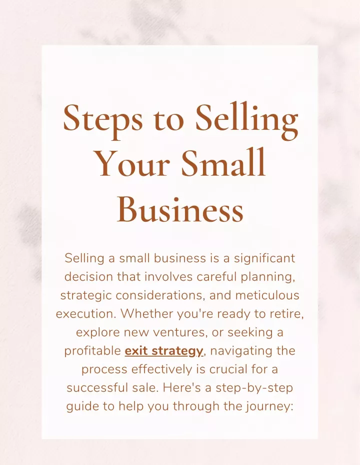 steps to selling your small business