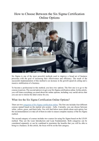 how to choose between the six sigma certification