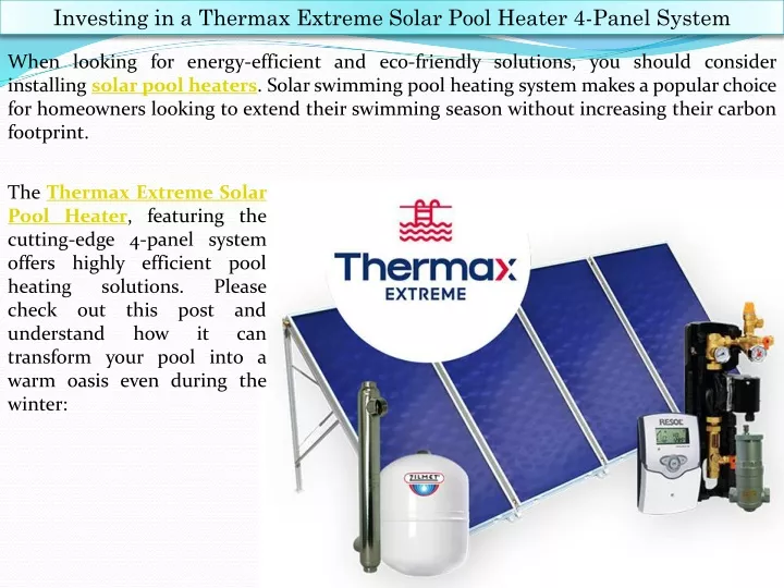 investing in a thermax extreme solar pool heater