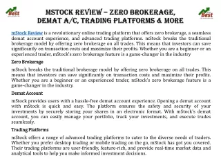 mStock Review – Zero Brokerage, Demat Acount Trading Platforms