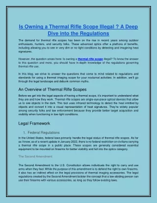 is owning a thermal rifle scope illegal a deep
