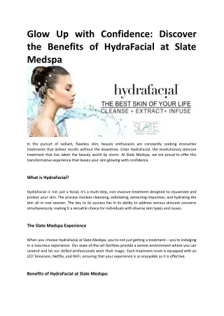 Glow Up with Confidence_ Discover the Benefits of HydraFacial at Slate Medspa.docx