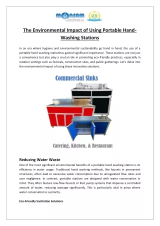 Monsam Enterprises Inc. - Impact of Using Portable Hand-Washing Stations
