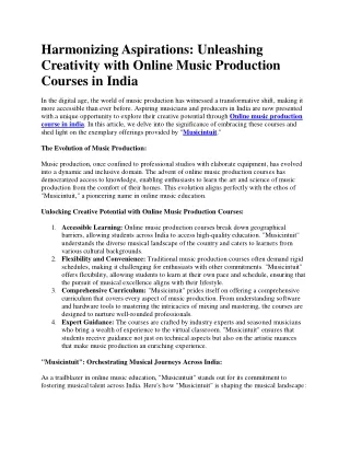 Online music production course in india
