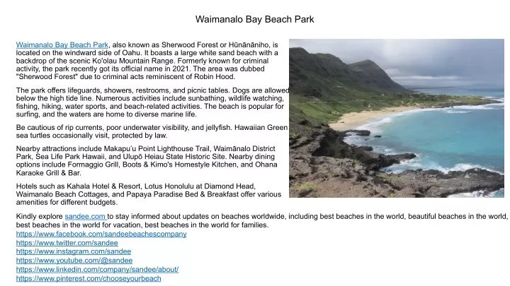 waimanalo bay beach park