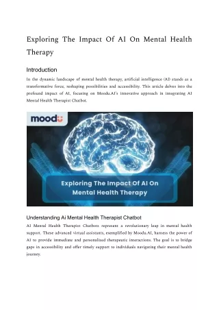Exploring The Impact Of AI On Mental Health Therapy