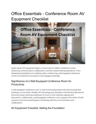 Office Essentials - Conference Room AV Equipment Checklist