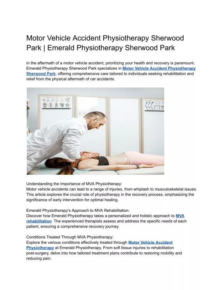 motor vehicle accident physiotherapy sherwood