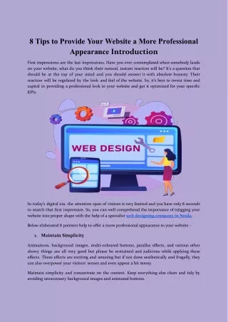8 Tips to Provide Your Website a More Professional Appearance Introduction