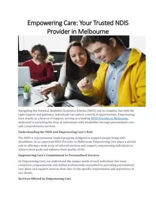 Your Trusted NDIS Provider in Melbourne