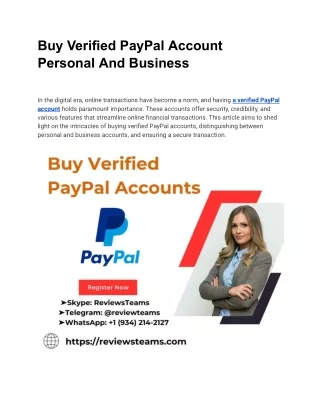 Buy Verified PayPal Account Personal And Business