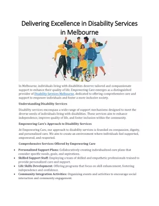 Delivering Excellence in Disability Services in Melbourne