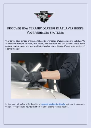 Discover How Ceramic Coating In Atlanta Keeps Your Vehicles Spotless