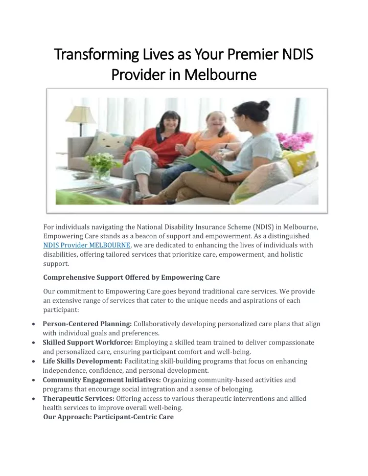 transforming lives as your premier ndis