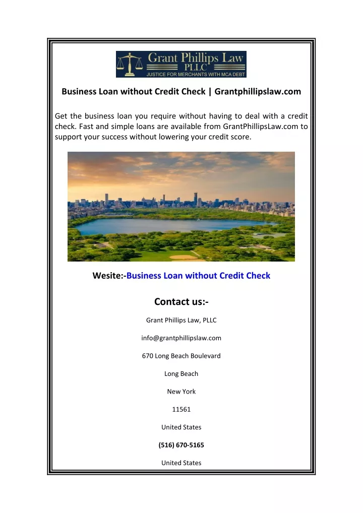business loan without credit check