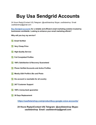 Buy Usa Sendgrid Accounts