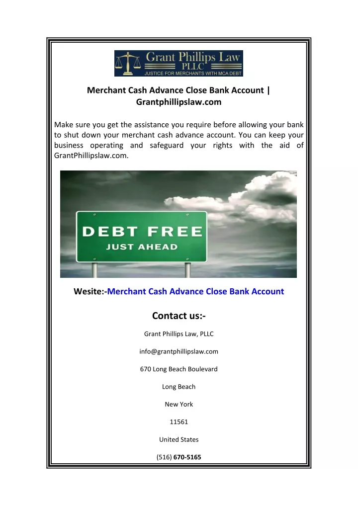 merchant cash advance close bank account