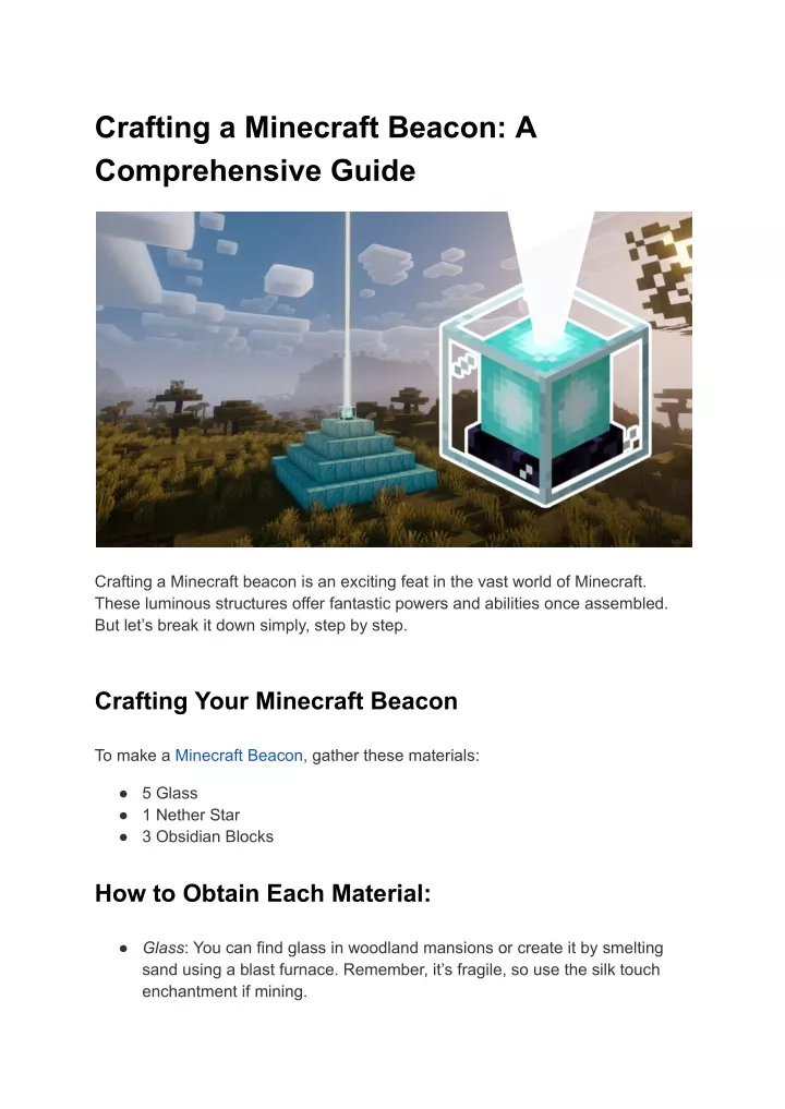 crafting a minecraft beacon a comprehensive guide